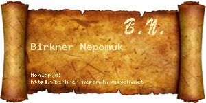 Birkner Nepomuk névjegykártya